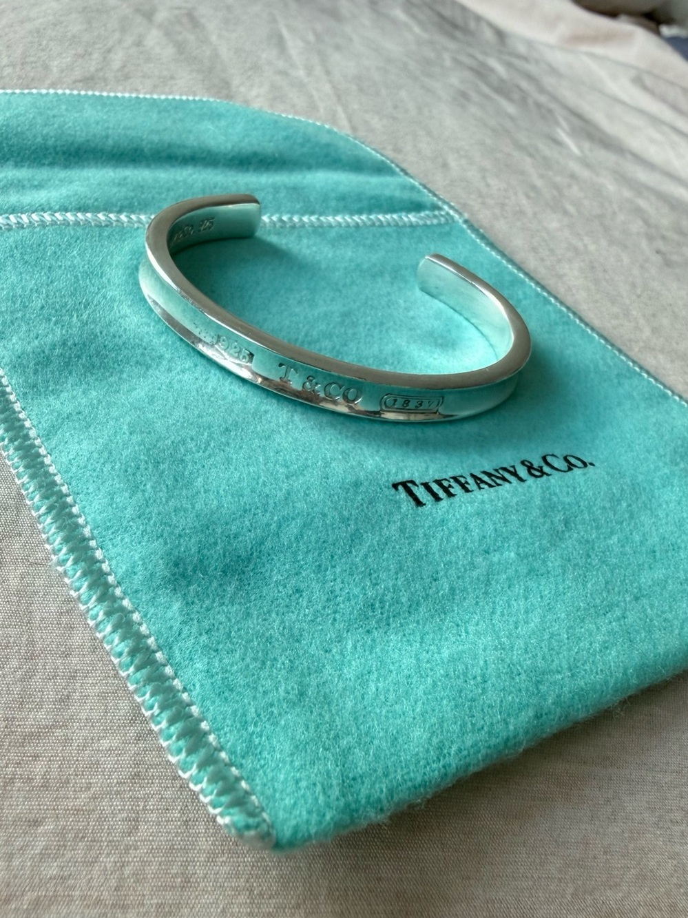 Vintage 1997 Tiffany & Co 1837 Sterling Silver Cuff Bracelet